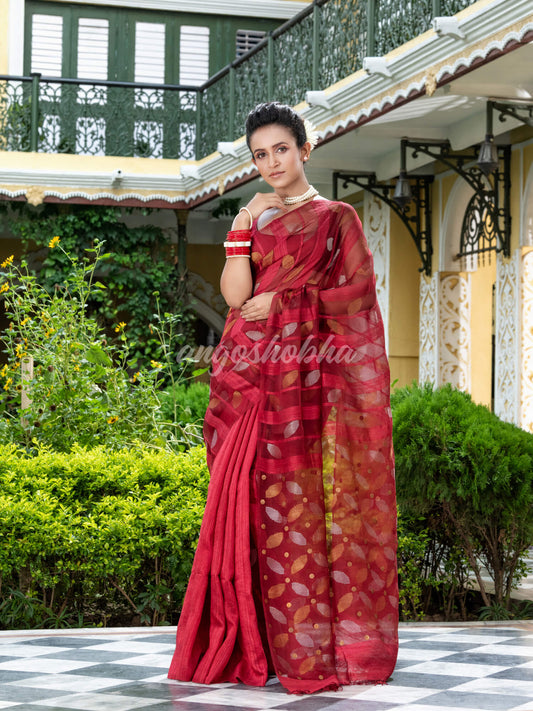 Maroon Matka Silk Handloom Saree