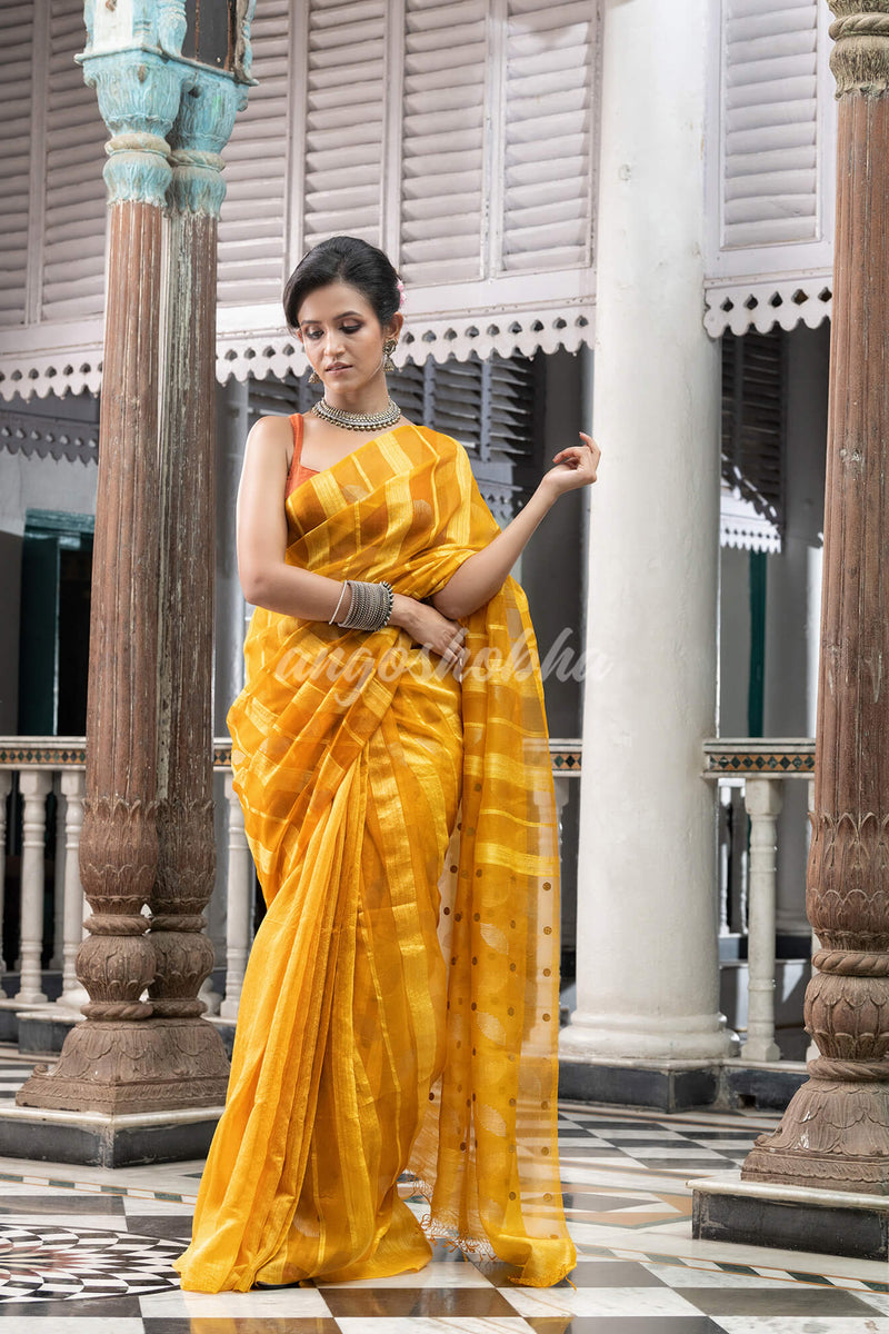 Yellow Matka Silk Handloom Saree