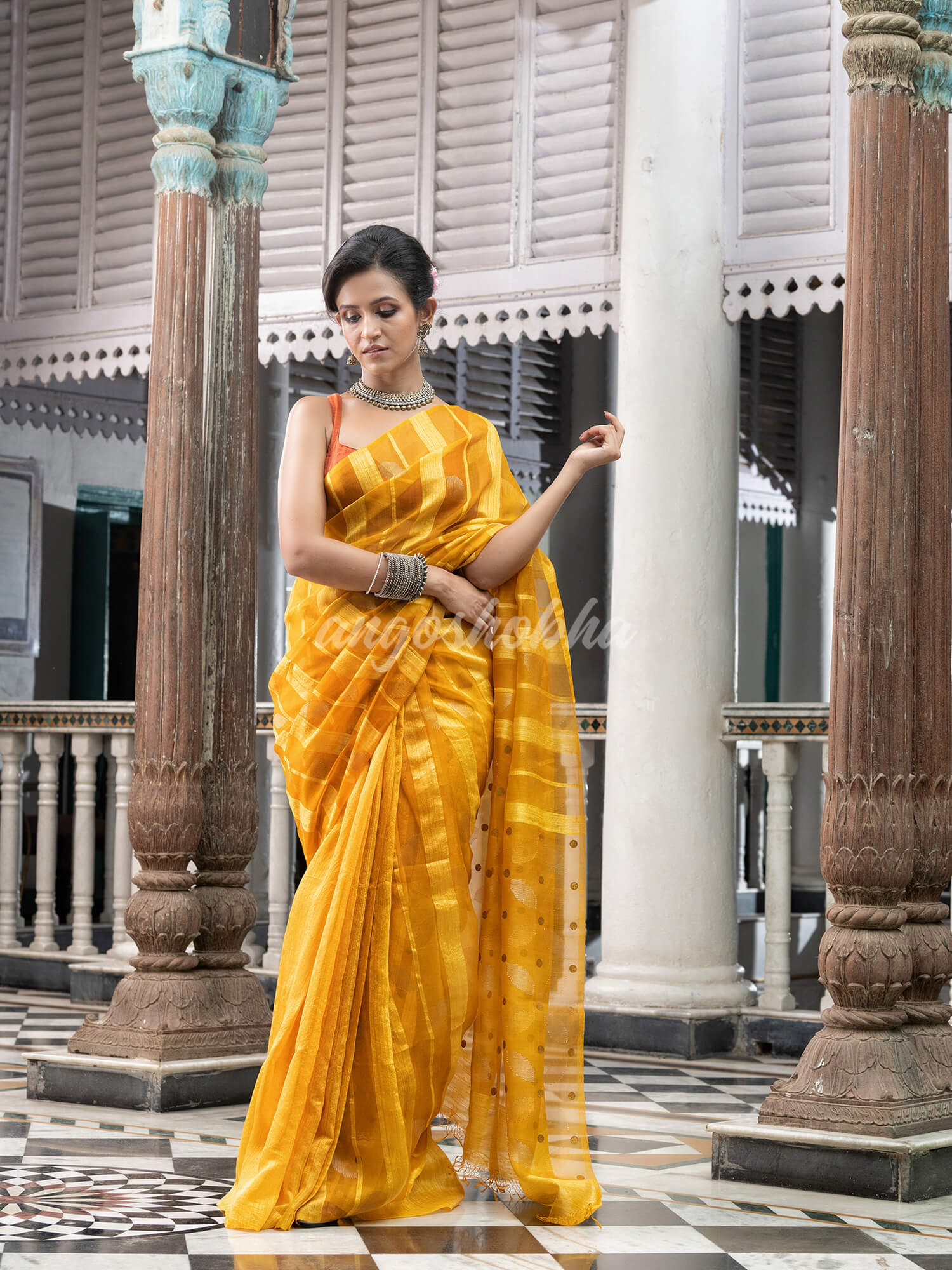 Yellow Matka Silk Handloom Saree