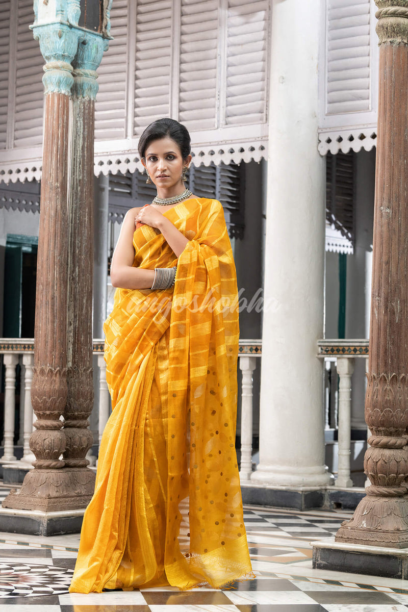 Yellow Matka Silk Handloom Saree