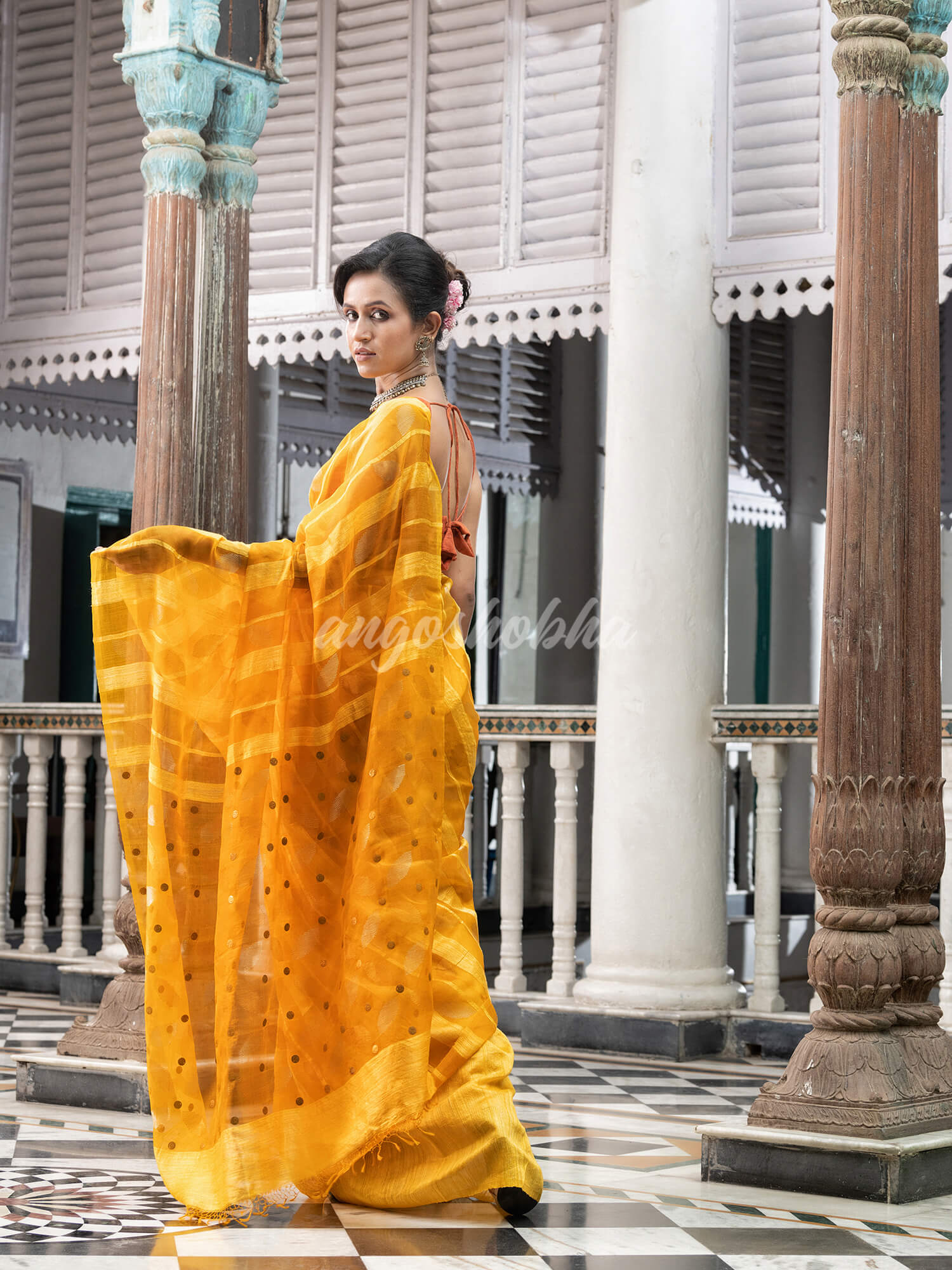 Yellow Matka Silk Handloom Saree