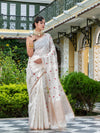 White Matka Silk Handloom Saree