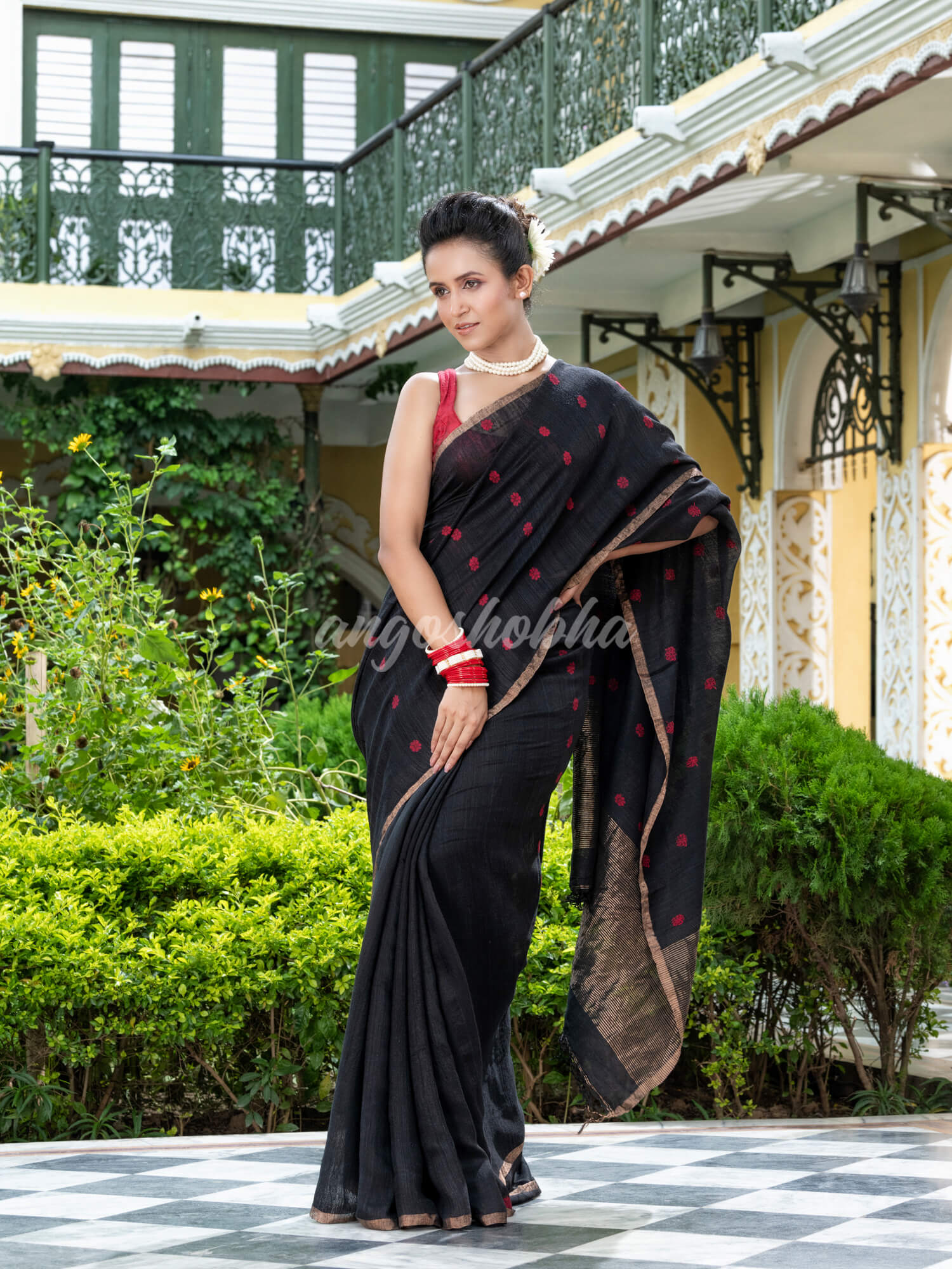 Black Matka Silk Handloom Saree