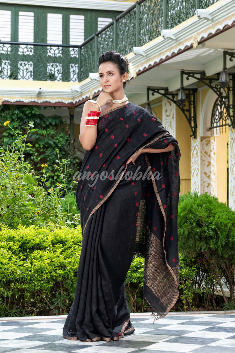 Black Matka Silk Handloom Saree