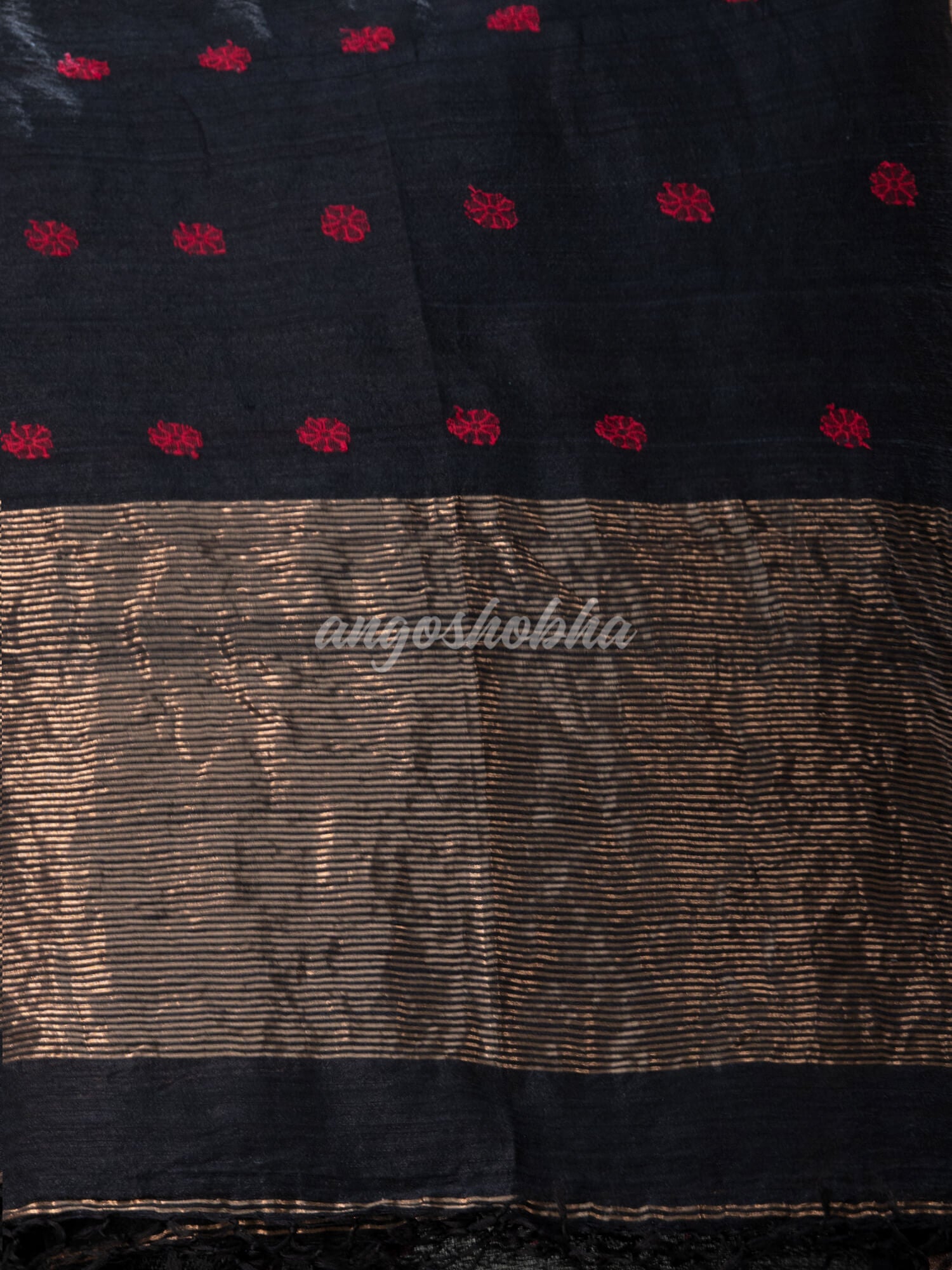 Black Matka Silk Handloom Saree for women