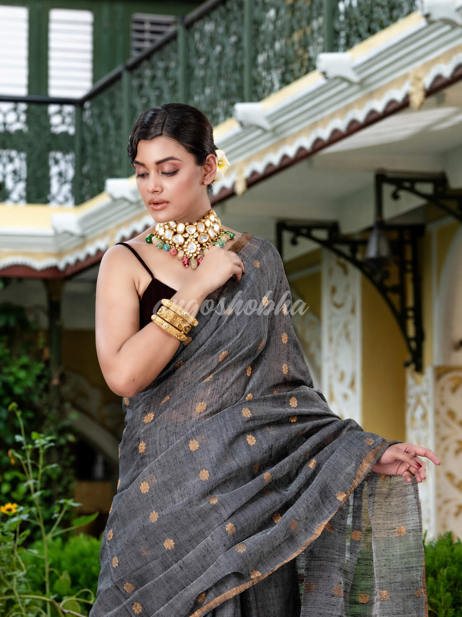 Grey Matka Silk Handloom Saree
