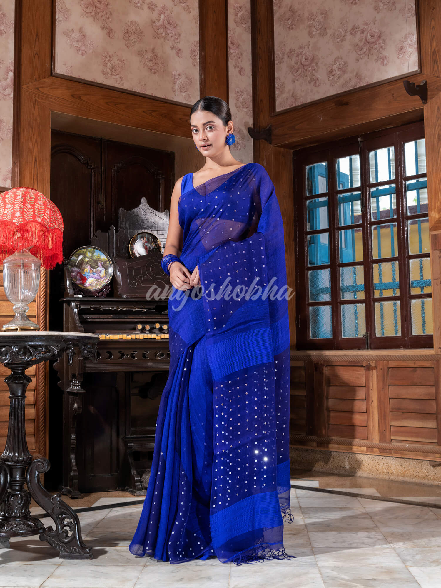 Blue Matka Silk Handloom Saree