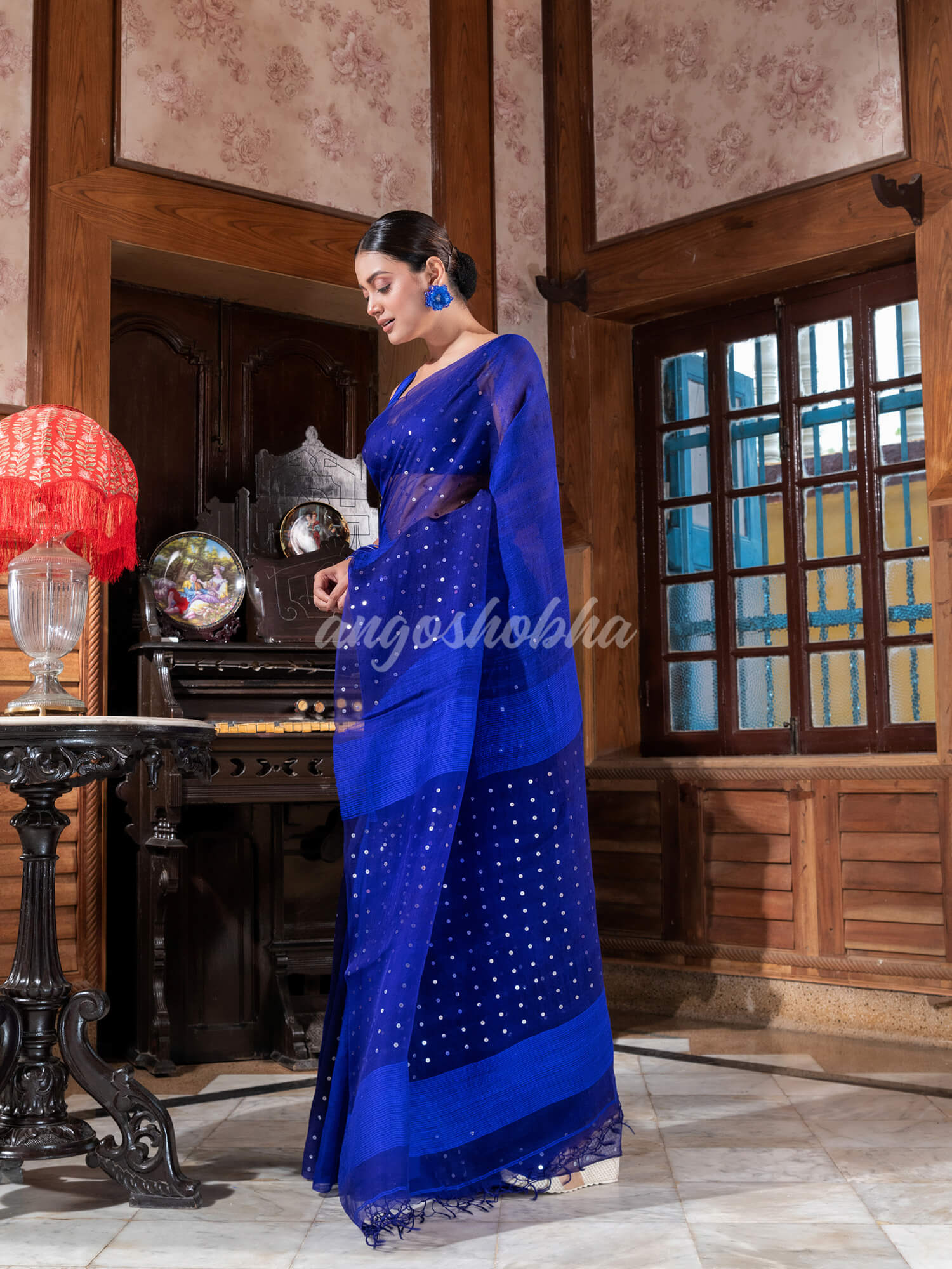 Blue Matka Silk Handloom Saree