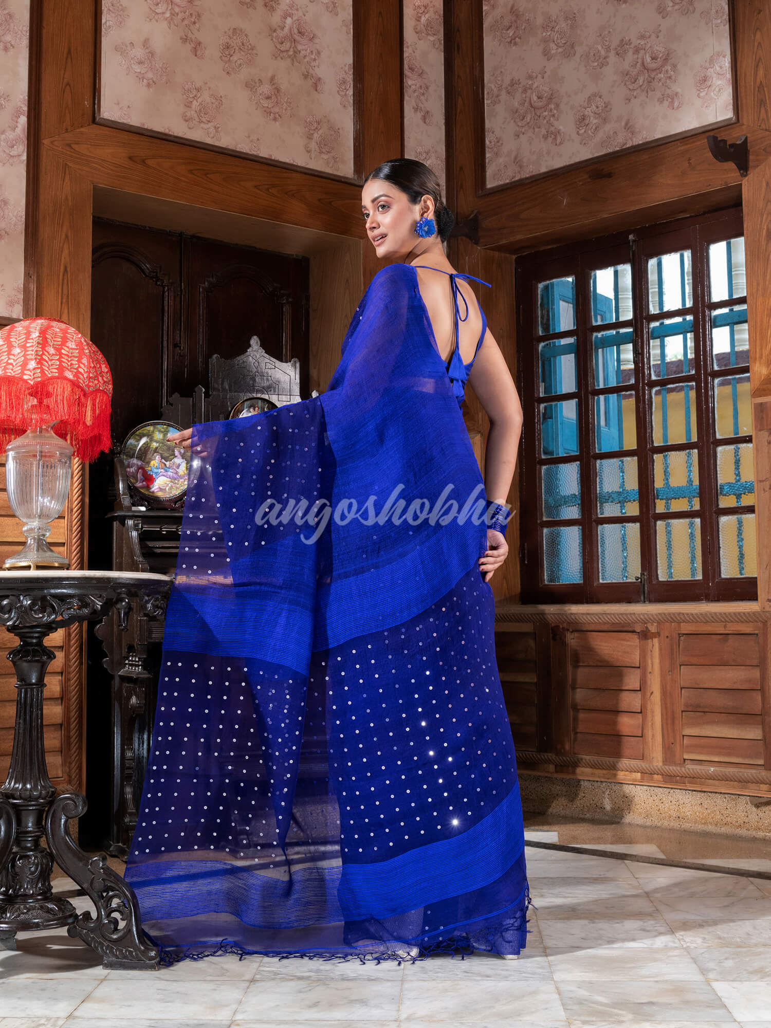 Blue Matka Silk Handloom Saree