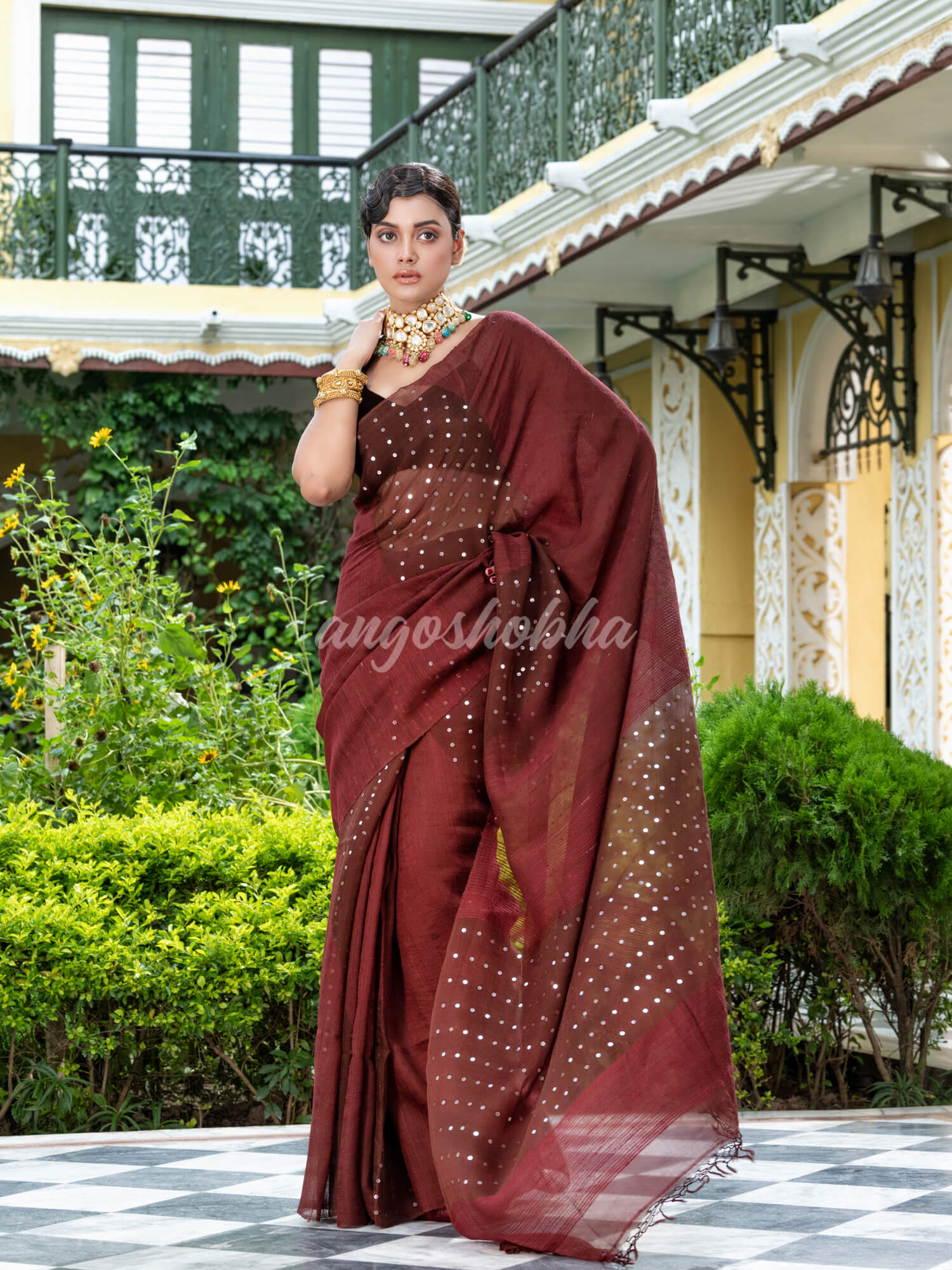 Deep Maroon Matka Silk Handloom Saree