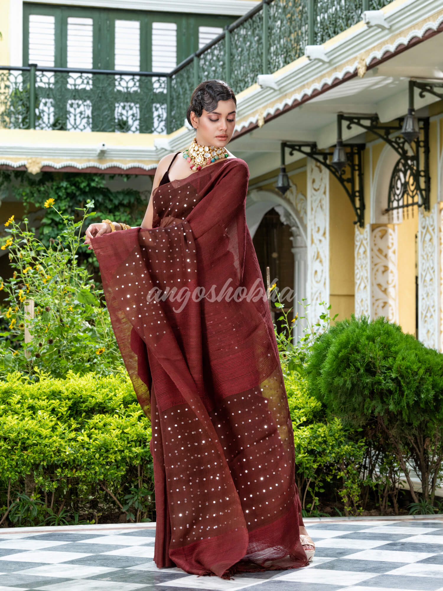 Deep Maroon Matka Silk Handloom Saree