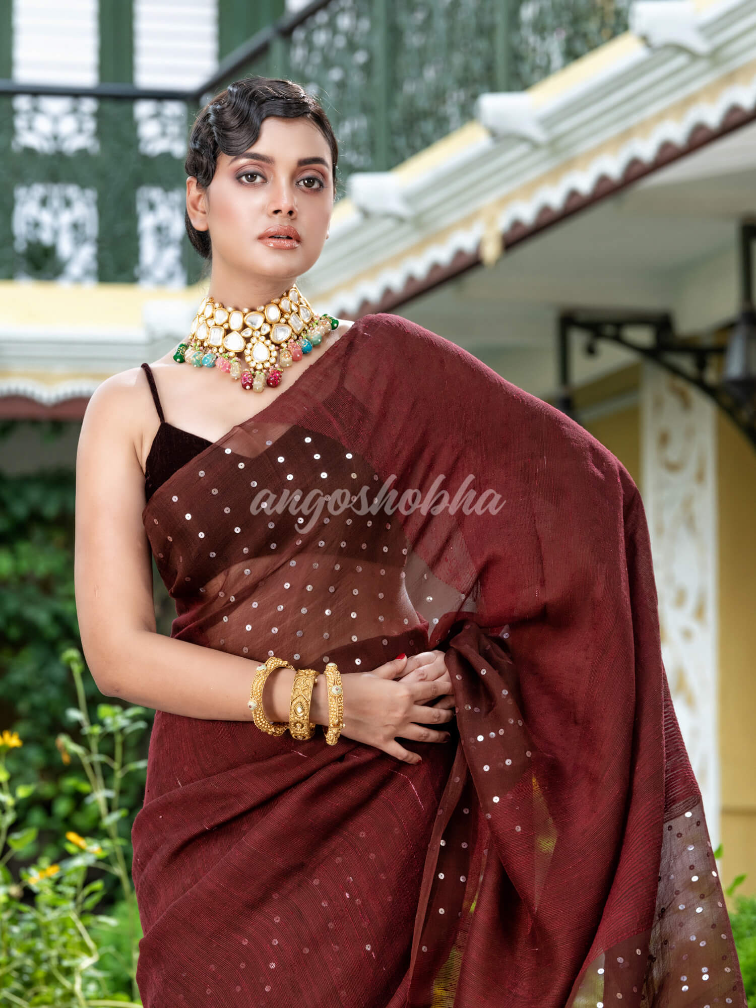 Deep Maroon Matka Silk Handloom Saree