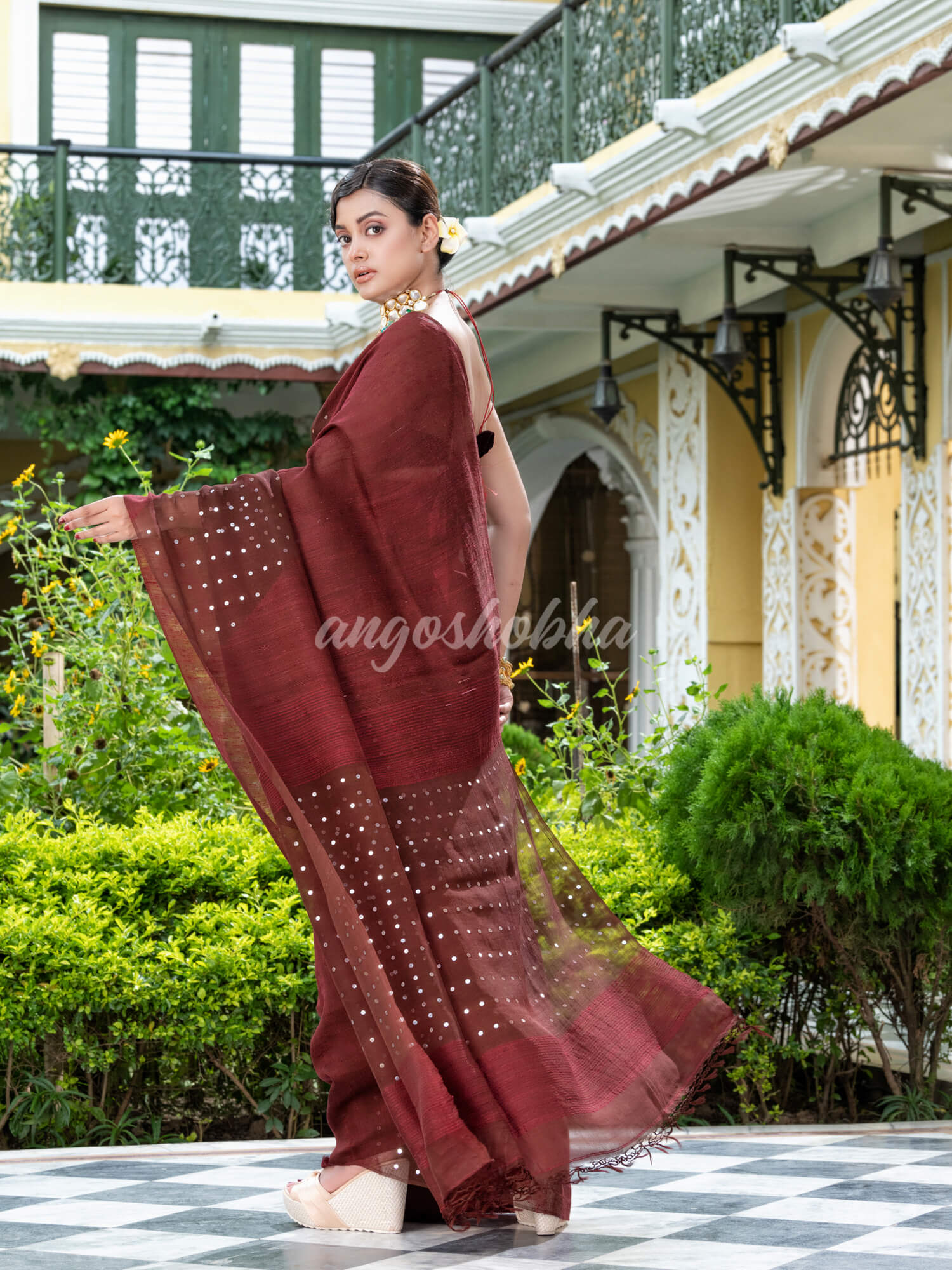 Deep Maroon Matka Silk Handloom Saree