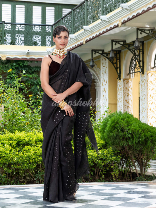 Black Matka Silk Handloom Saree