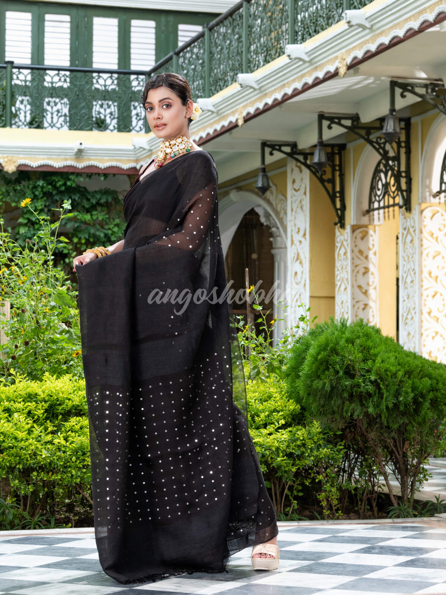 Black Matka Silk Handloom Saree