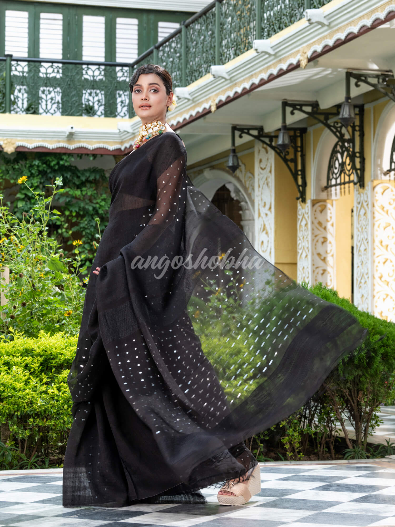 Black Matka Silk Handloom Saree