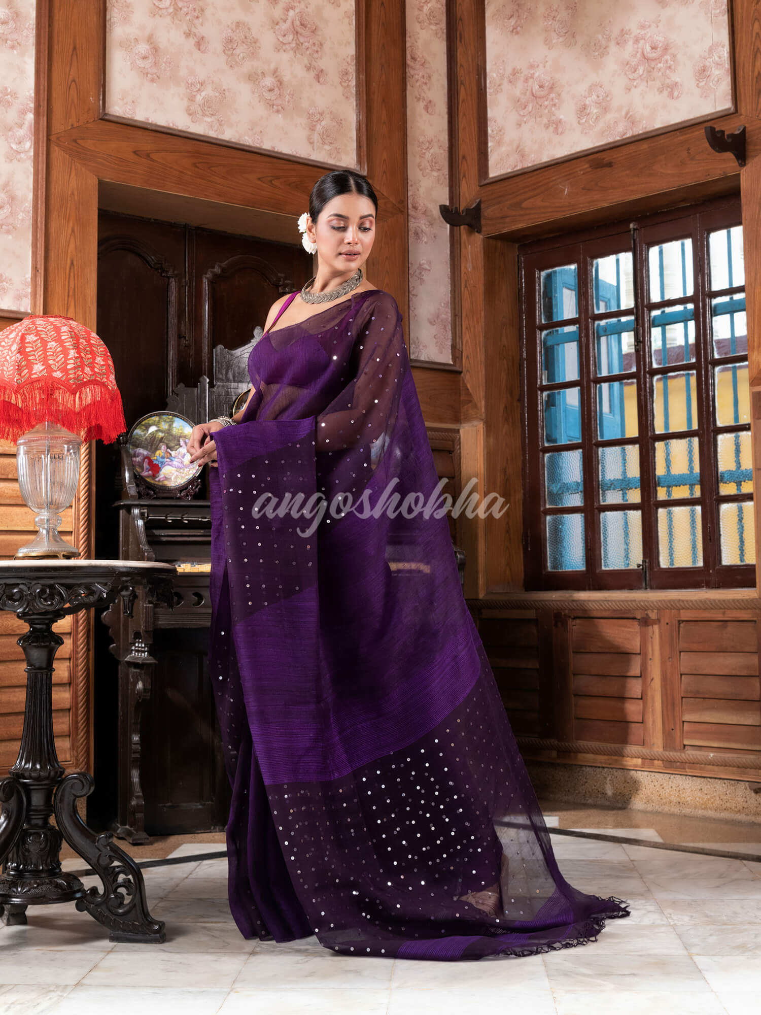 Purple Matka Silk Handloom Saree