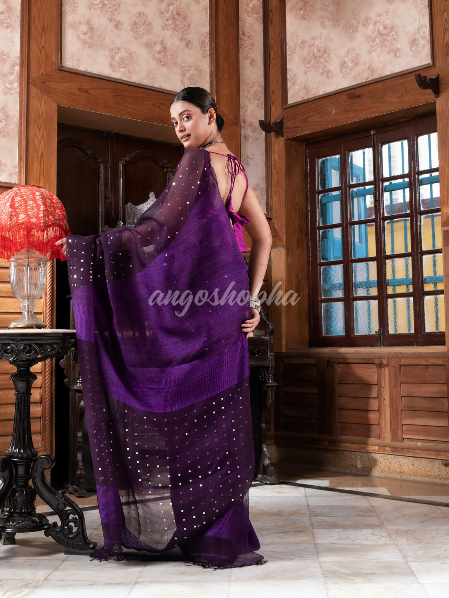 Purple Matka Silk Handloom Saree