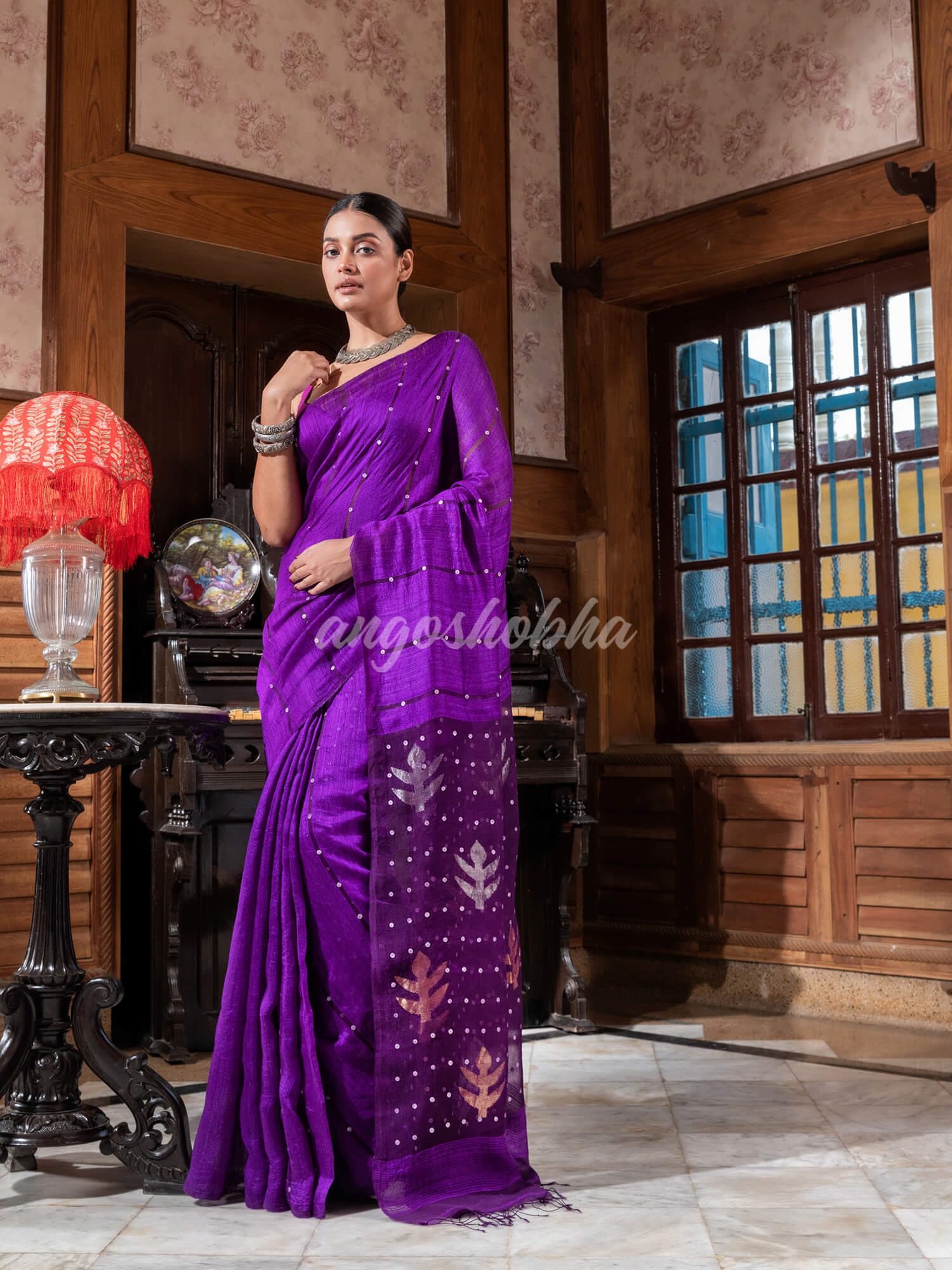 Purple Matka Silk Handloom Saree