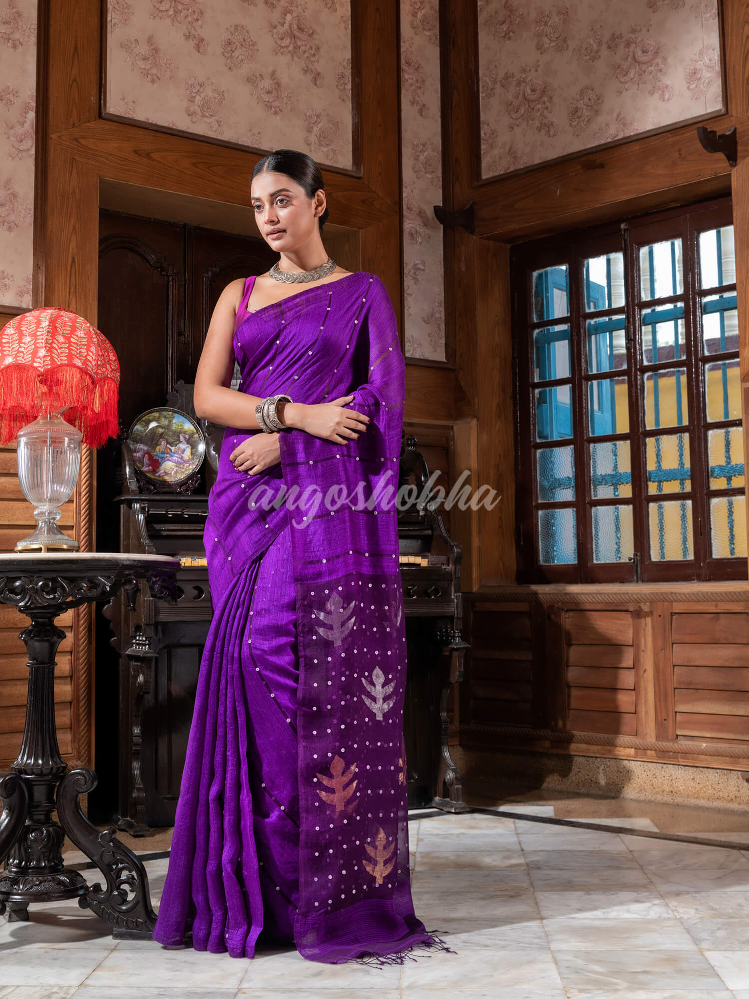 Purple Matka Silk Handloom Saree