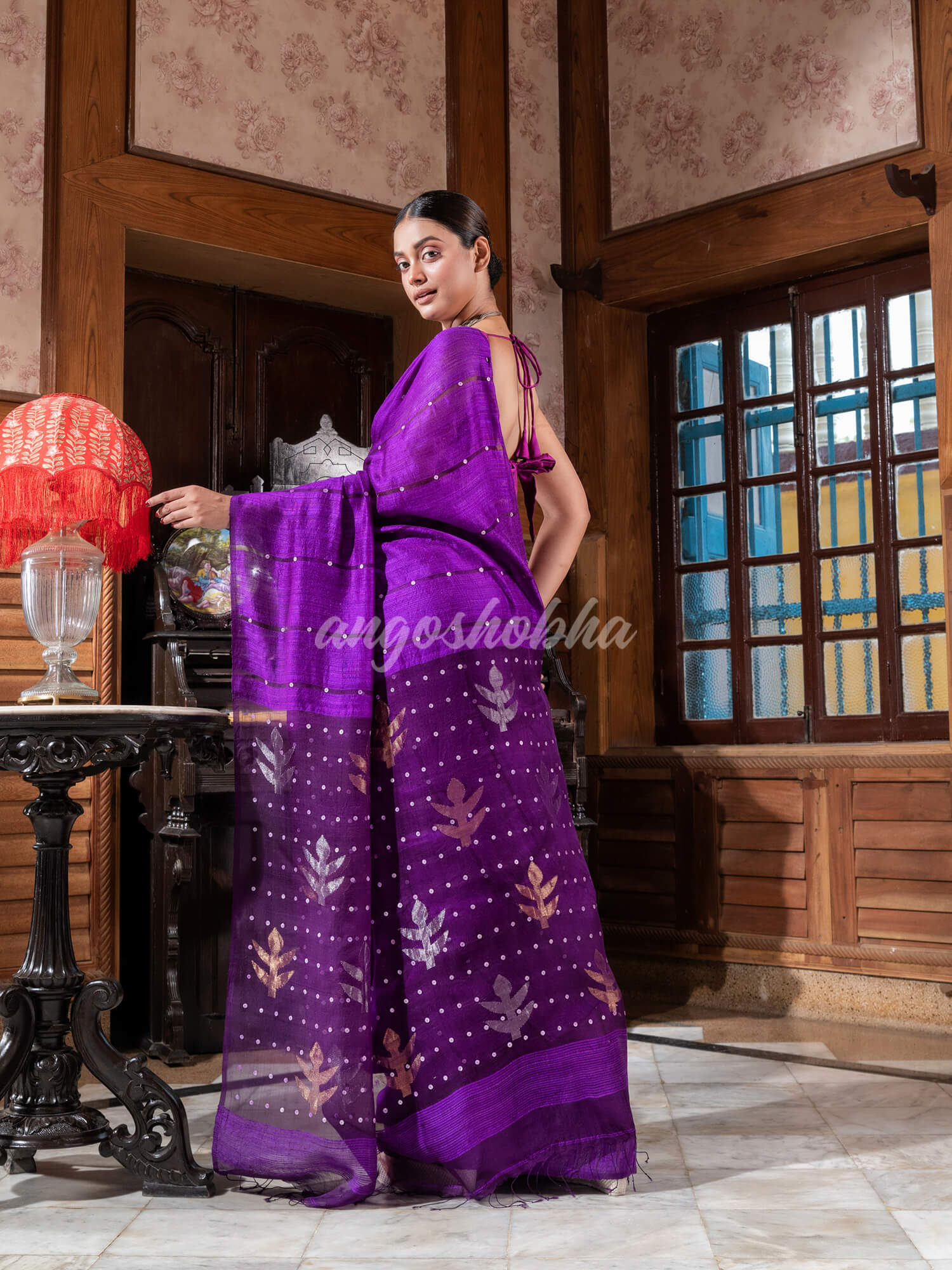 Purple Matka Silk Handloom Saree
