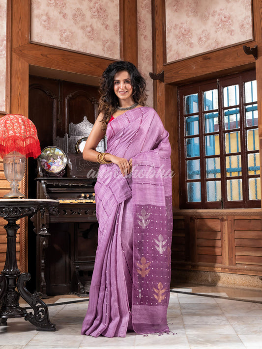 Light Purple Matka Silk Handloom Saree