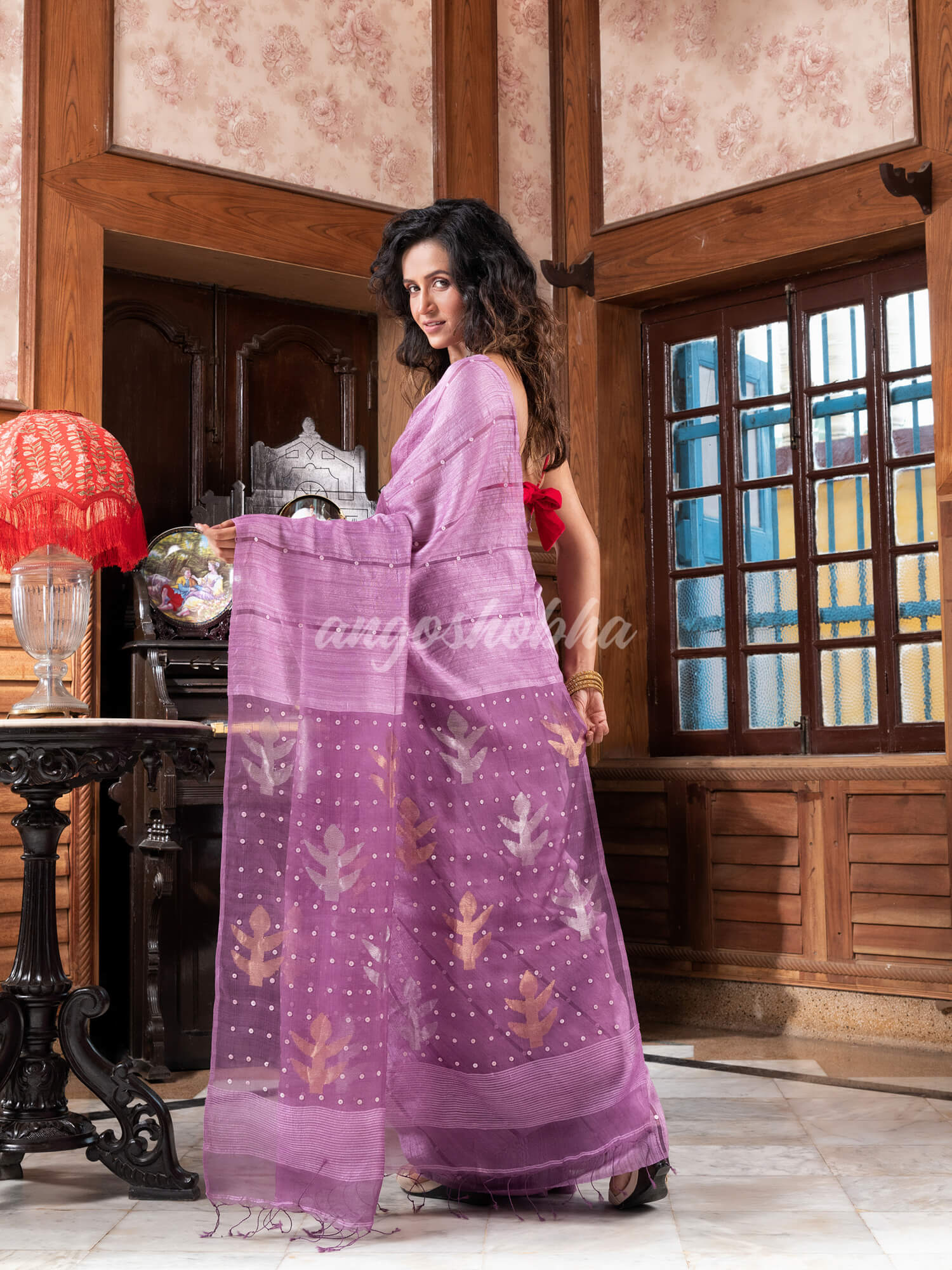 Light Purple Matka Silk Handloom Saree
