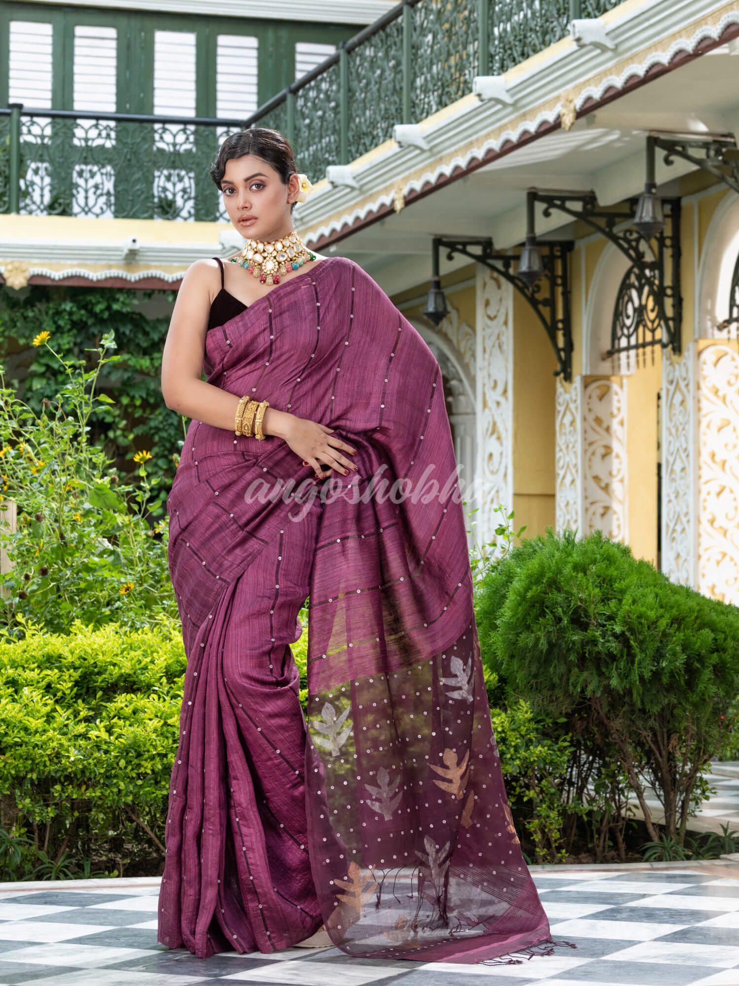 Purple Matka Silk Handloom Saree