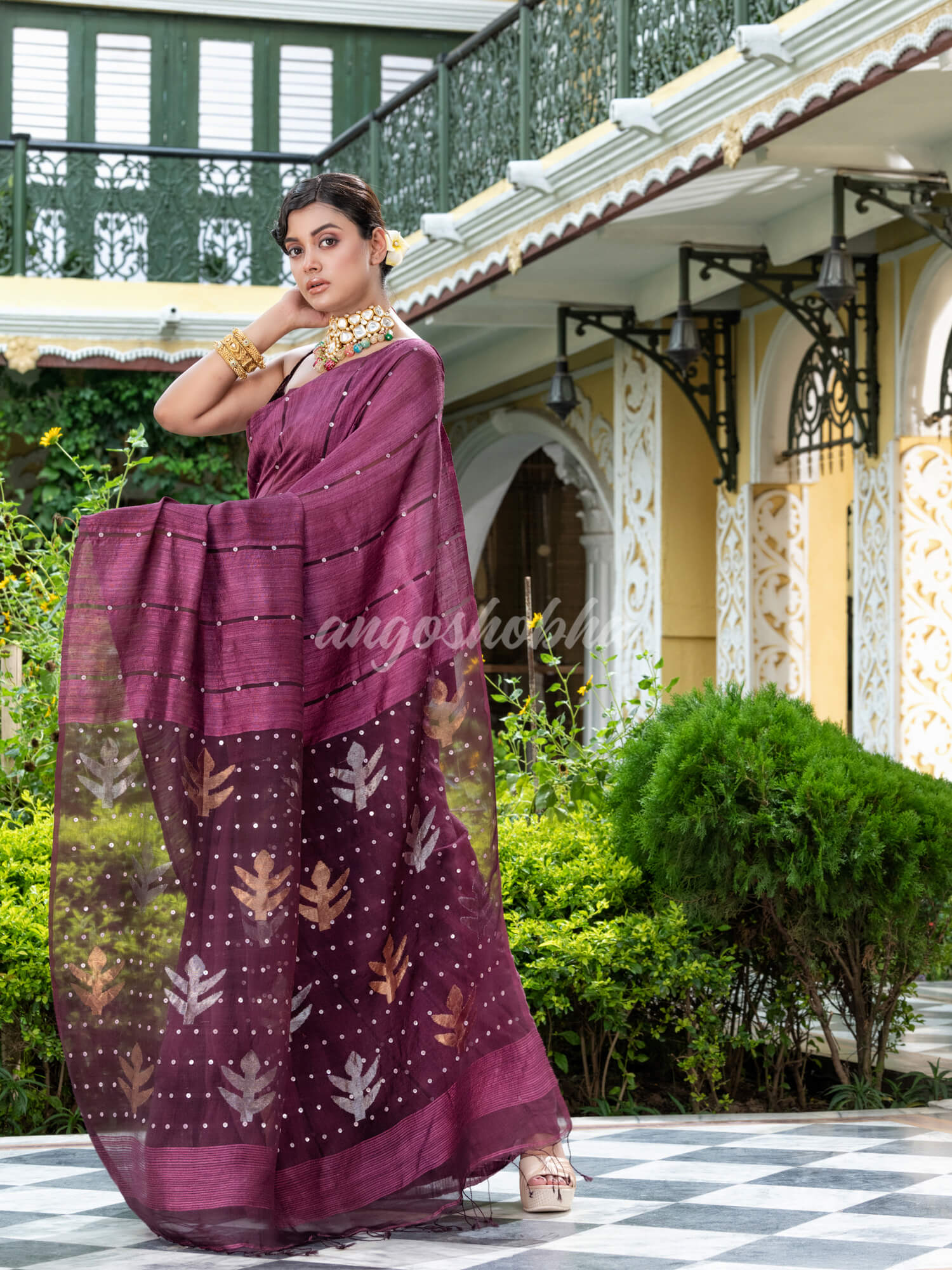 Purple Matka Silk Handloom Saree