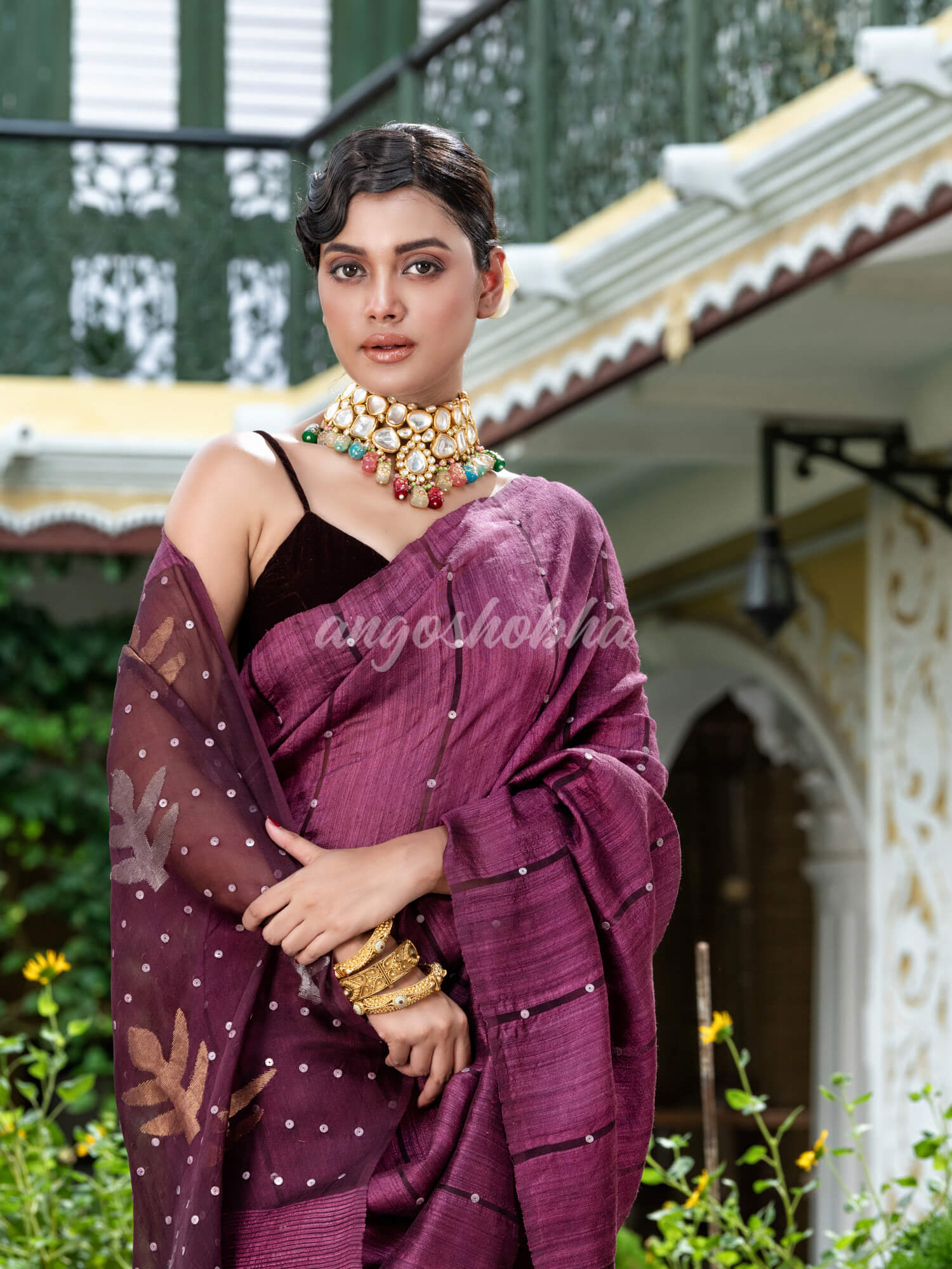 Purple Matka Silk Handloom Saree