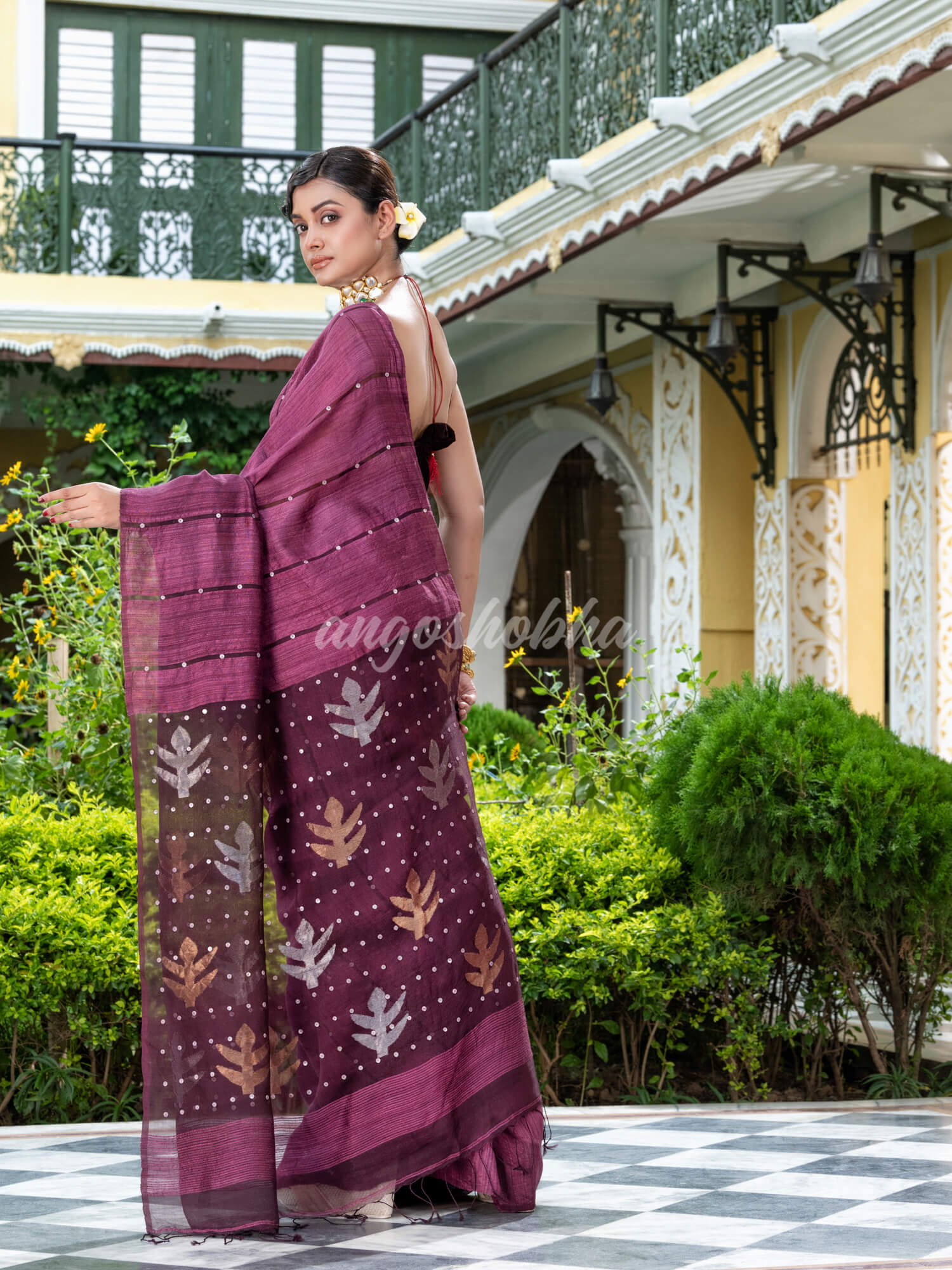 Purple Matka Silk Handloom Saree
