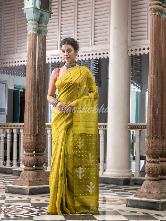 Lemon Matka Silk Handloom Saree