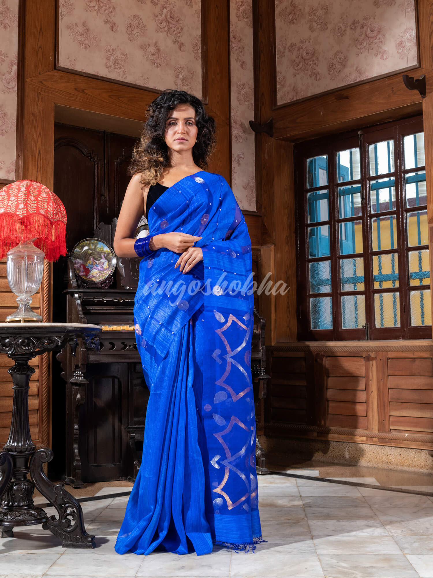 Blue Matka Silk Handloom Saree wholesale price