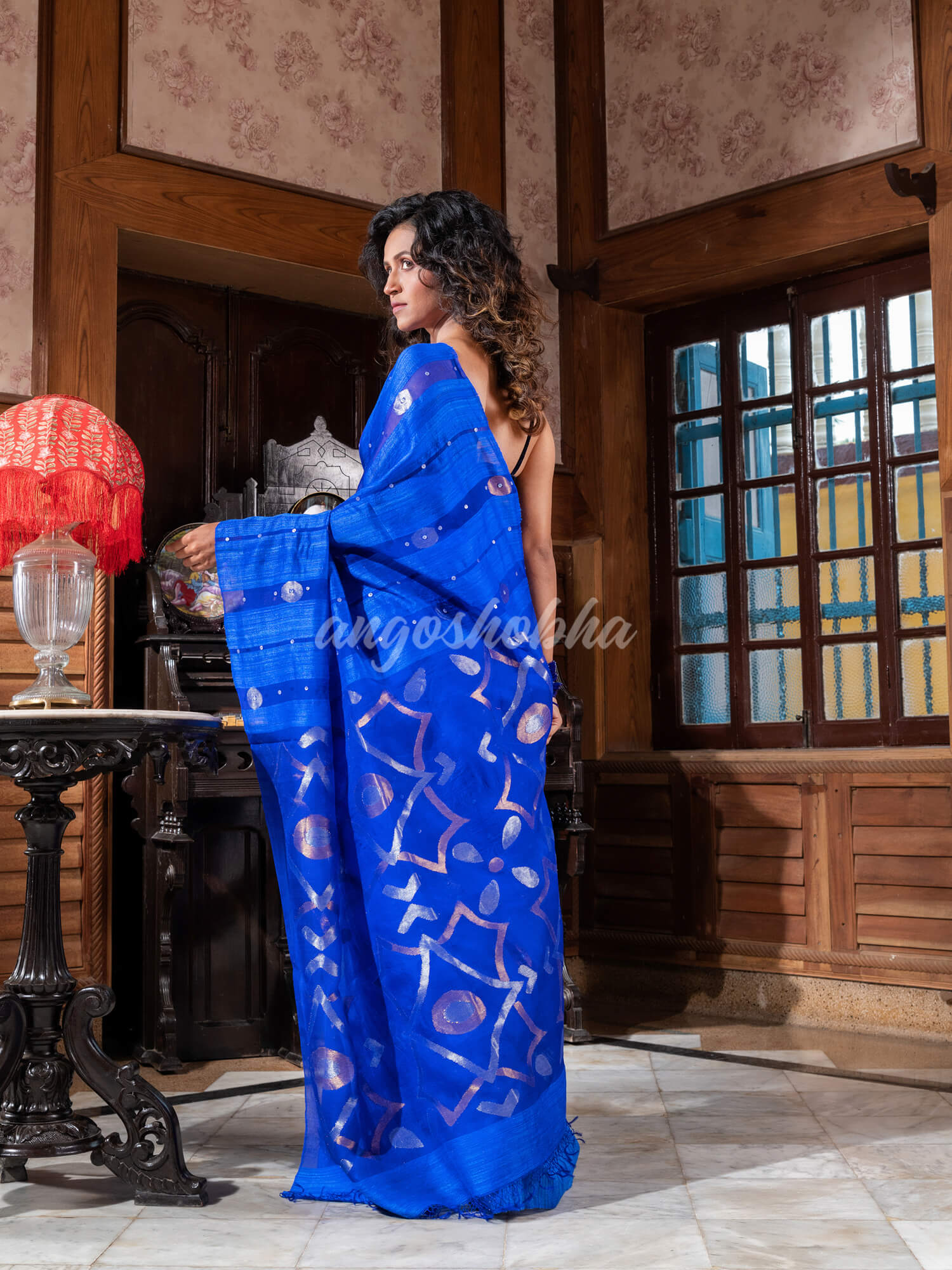 Blue Matka Silk Handloom Saree wholesale price