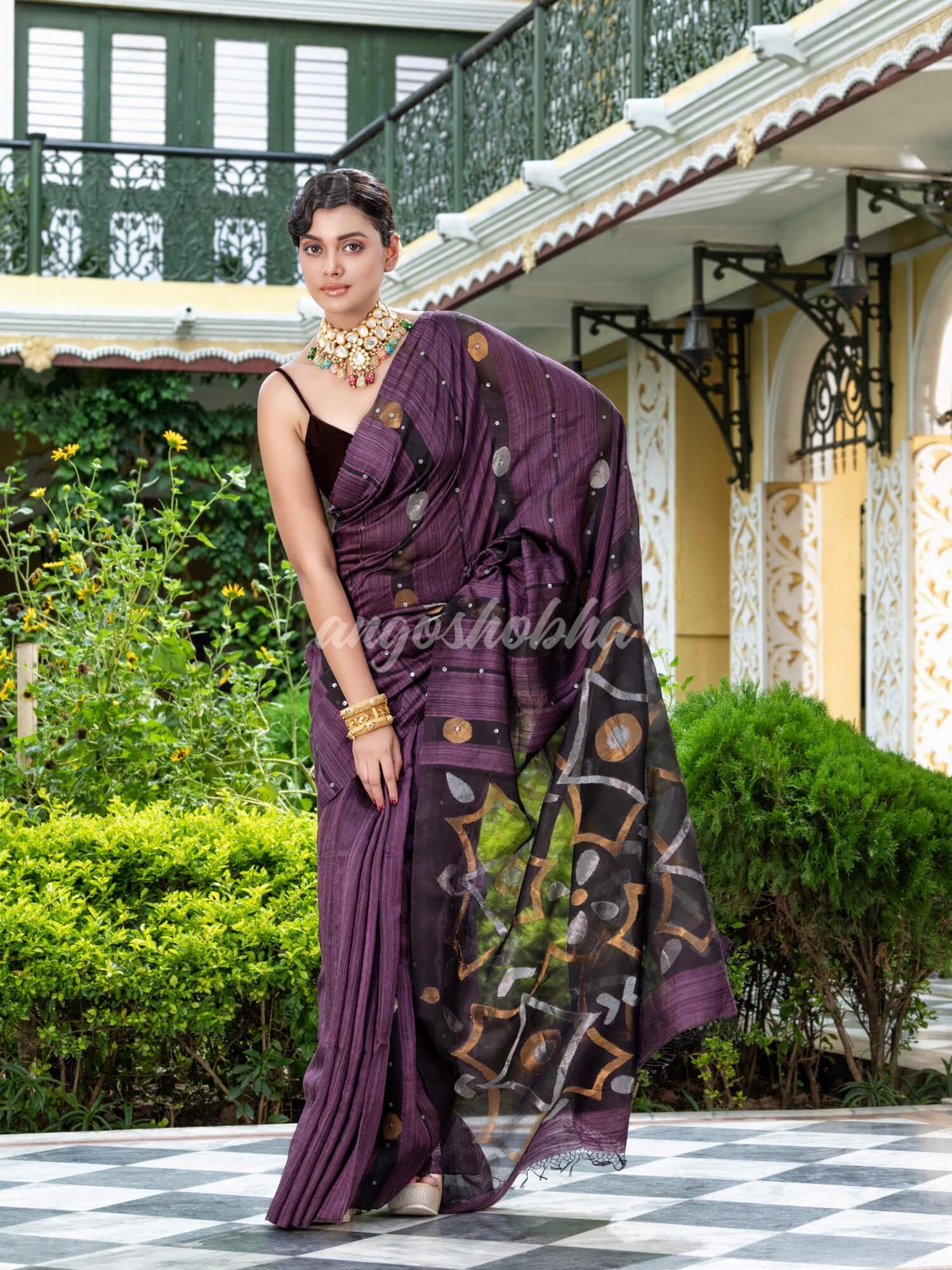 Chocolate Matka Silk Handloom Saree wholesale price