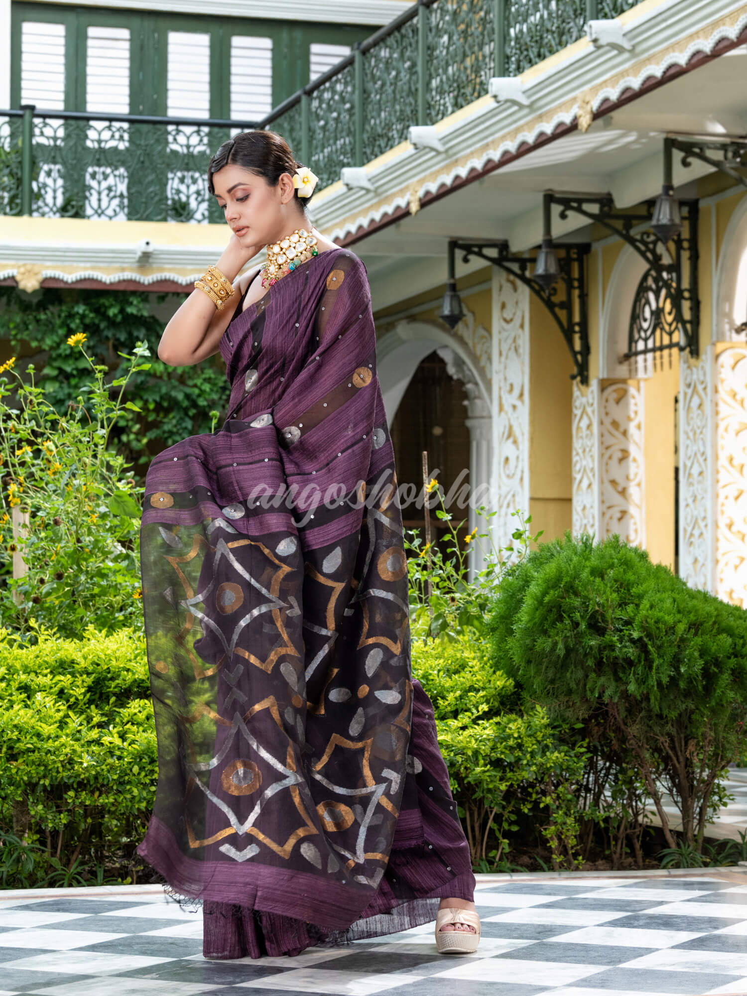 Chocolate Matka Silk Handloom Saree wholesale price