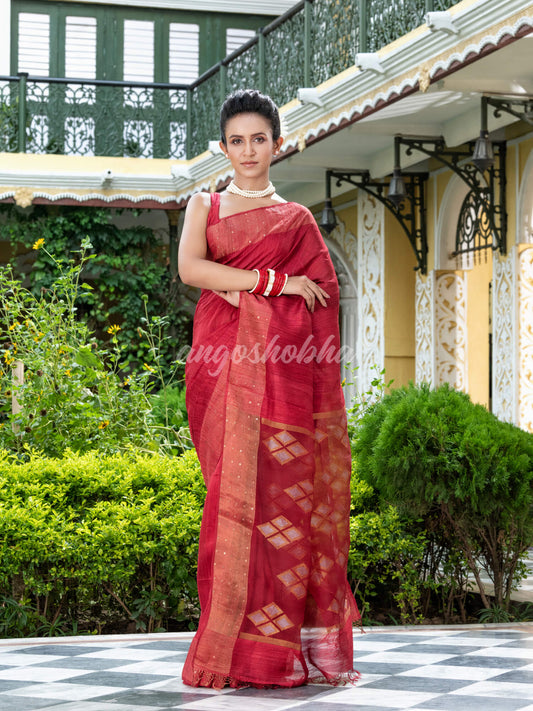 Maroon Matka Silk Handloom Saree wholesale price