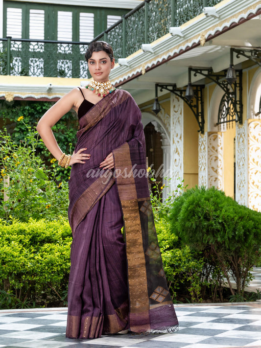 Light Purple Matka Silk Handloom Saree