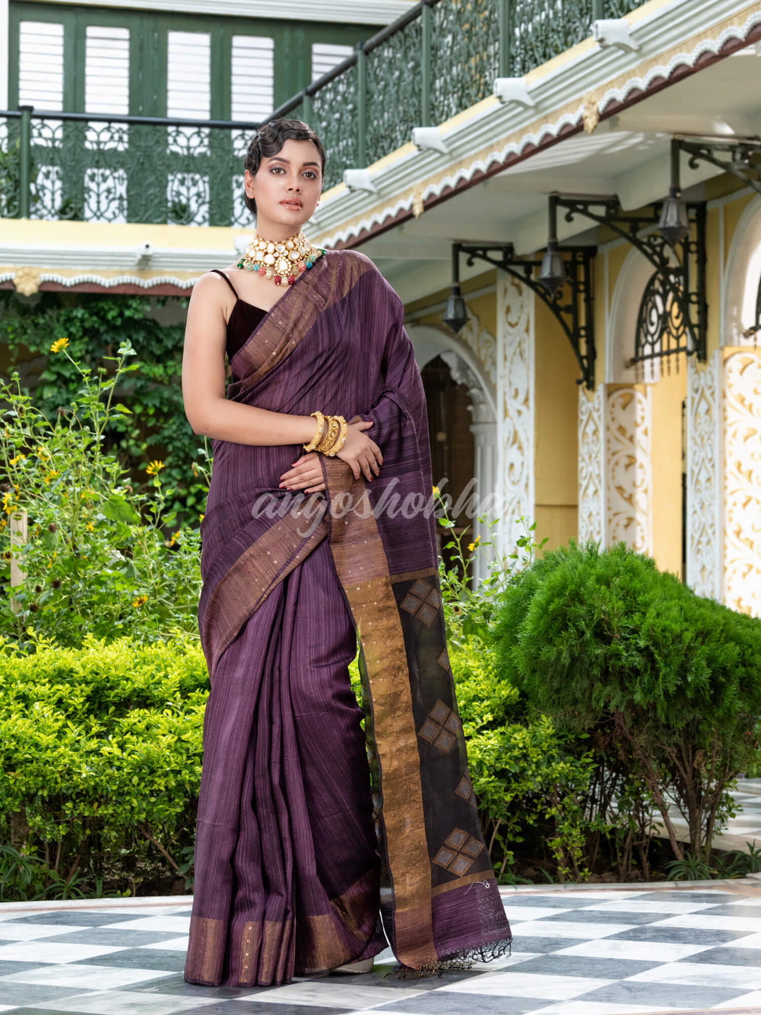 Light Purple Matka Silk Handloom Saree
