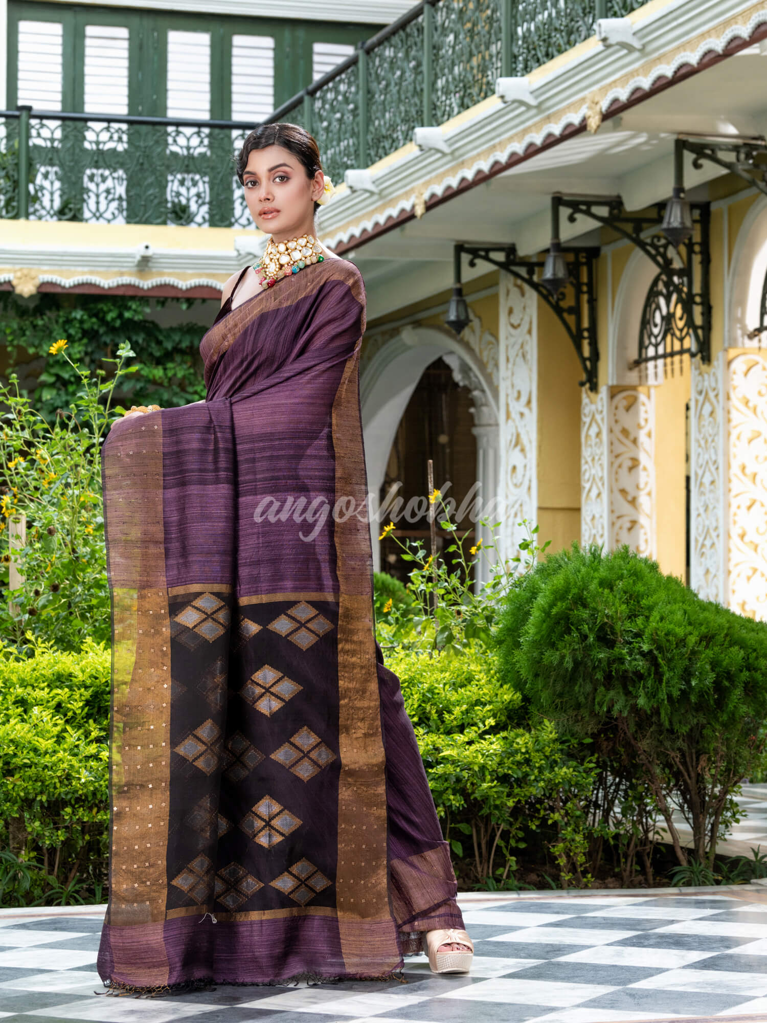 Light Purple Matka Silk Handloom Saree