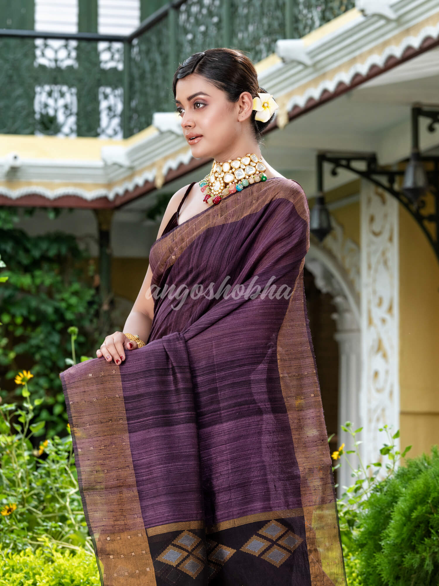 Light Purple Matka Silk Handloom Saree