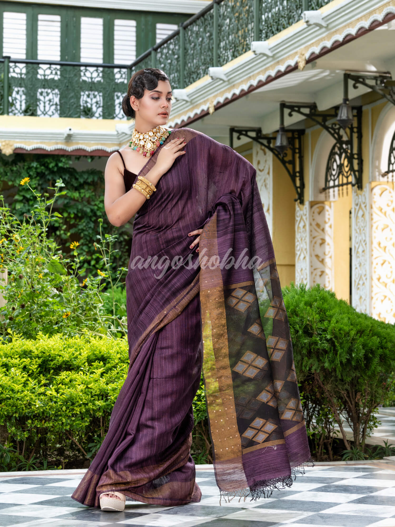 Light Purple Matka Silk Handloom Saree