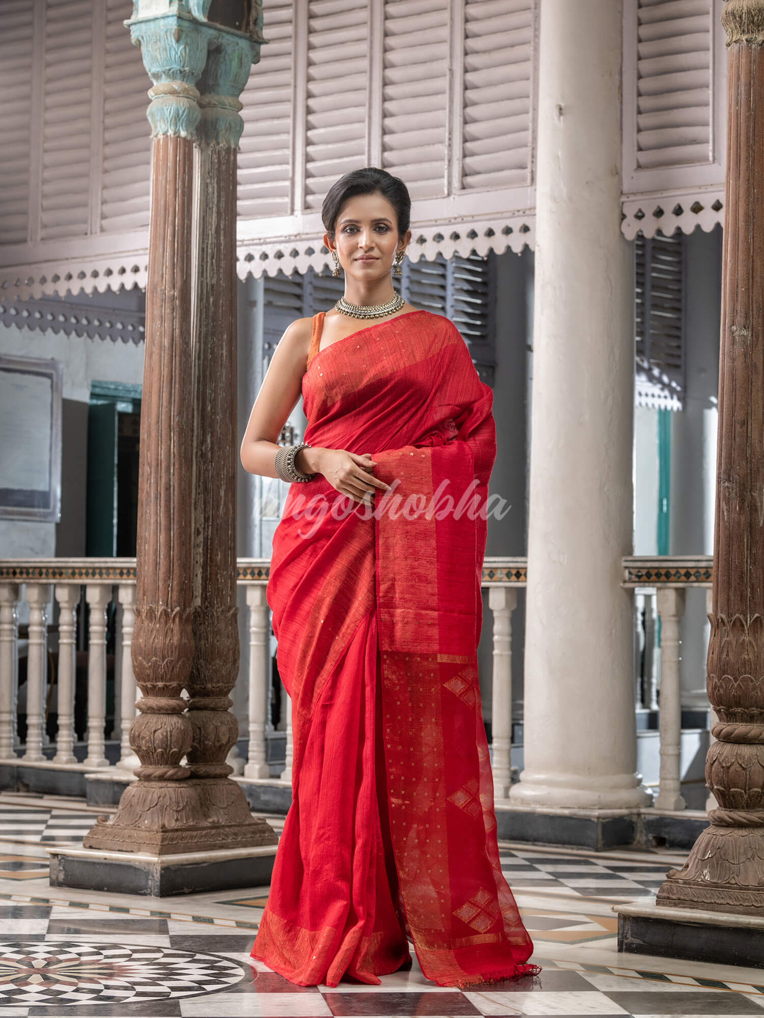 Red Matka Silk Handloom Saree wholesale price