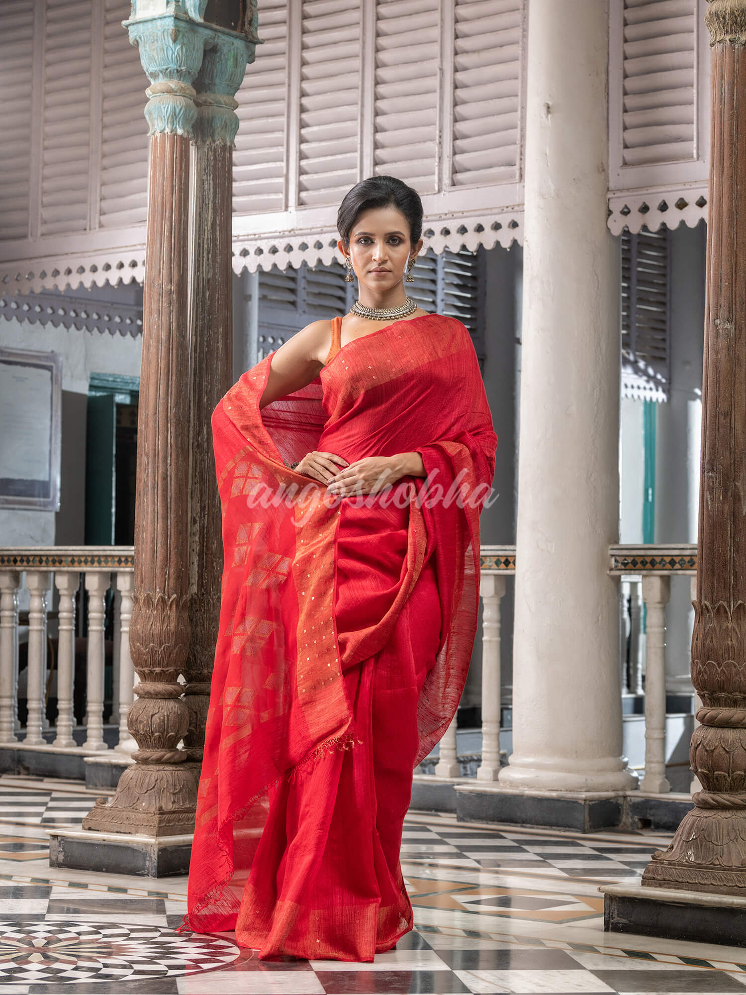 Red Matka Silk Handloom Saree wholesale price