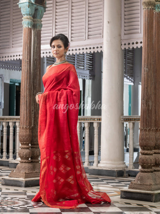 Red Matka Silk Handloom Saree wholesale price