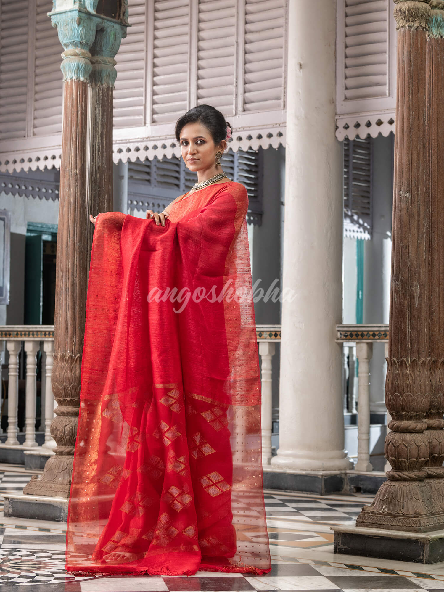 Red Matka Silk Handloom Saree wholesale price