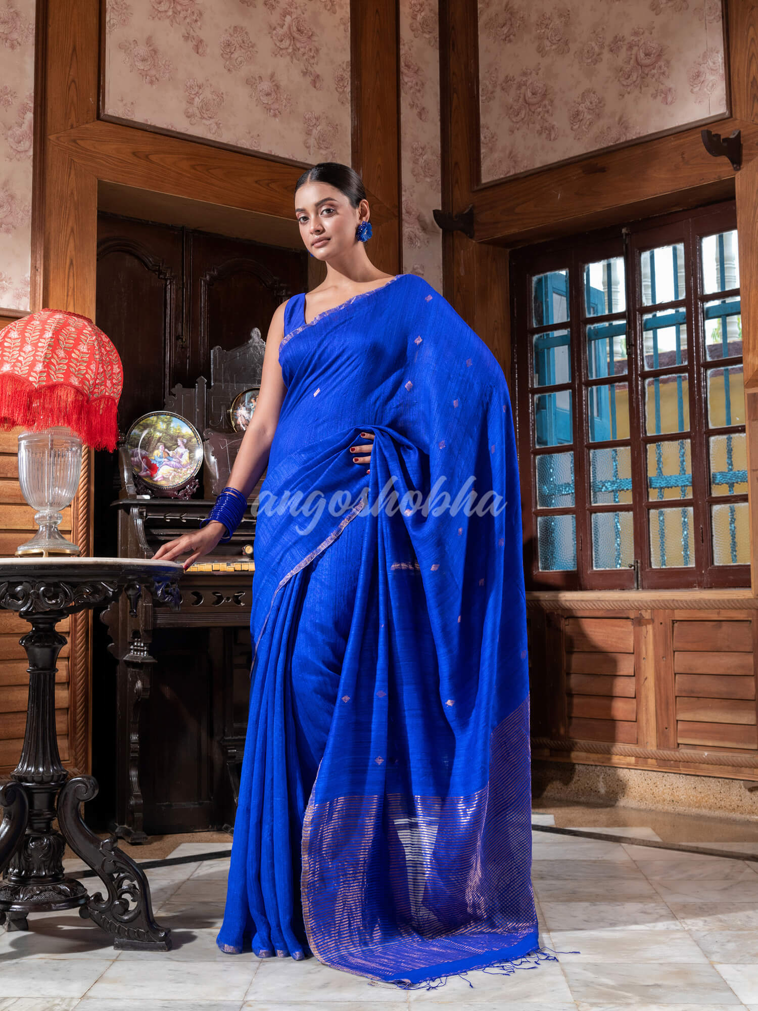 Blue Matka Silk Handloom Saree