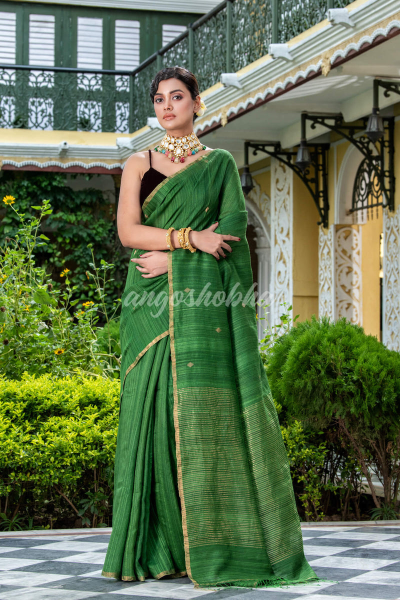 Green Matka Silk Handloom Saree