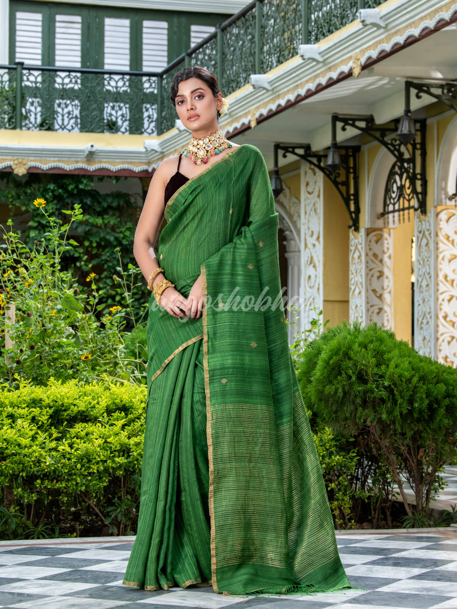 Green Matka Silk Handloom Saree wholesale price online
