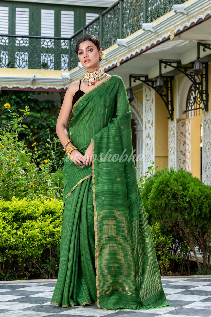 Green Matka Silk Handloom Saree